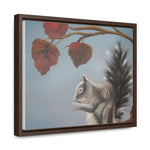 Autumn Gathering: Squirrel and Leaves Wildlife Canvas Print