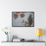 Autumn Gathering: Squirrel and Leaves Wildlife Canvas Print