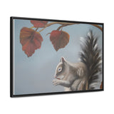 Autumn Gathering: Squirrel and Leaves Wildlife Canvas Print