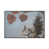 Autumn Gathering: Squirrel and Leaves Wildlife Canvas Print