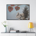 Autumn Gathering: Squirrel and Leaves Wildlife Canvas Print