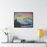 Twilight Peaks: Snow-Capped Mountains at Dusk Canvas Print