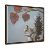 Autumn Gathering: Squirrel and Leaves Wildlife Canvas Print