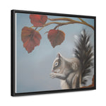 Autumn Gathering: Squirrel and Leaves Wildlife Canvas Print