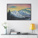 Twilight Peaks: Snow-Capped Mountains at Dusk Canvas Print