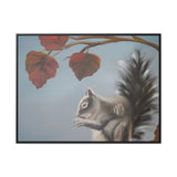 Autumn Gathering: Squirrel and Leaves Wildlife Canvas Print