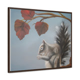 Autumn Gathering: Squirrel and Leaves Wildlife Canvas Print