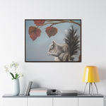 Autumn Gathering: Squirrel and Leaves Wildlife Canvas Print