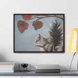 Autumn Gathering: Squirrel and Leaves Wildlife Canvas Print