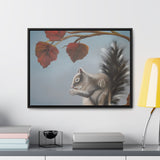 Autumn Gathering: Squirrel and Leaves Wildlife Canvas Print