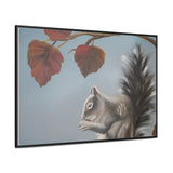 Autumn Gathering: Squirrel and Leaves Wildlife Canvas Print