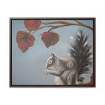 Autumn Gathering: Squirrel and Leaves Wildlife Canvas Print