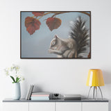 Autumn Gathering: Squirrel and Leaves Wildlife Canvas Print