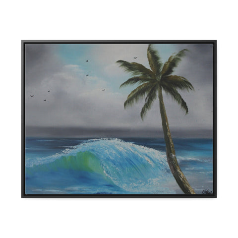 Canvas Print Palm Tree Ocean Wave Artwork