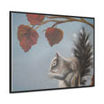 Autumn Gathering: Squirrel and Leaves Wildlife Canvas Print