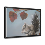 Autumn Gathering: Squirrel and Leaves Wildlife Canvas Print