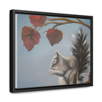 Autumn Gathering: Squirrel and Leaves Wildlife Canvas Print