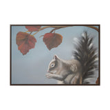 Autumn Gathering: Squirrel and Leaves Wildlife Canvas Print